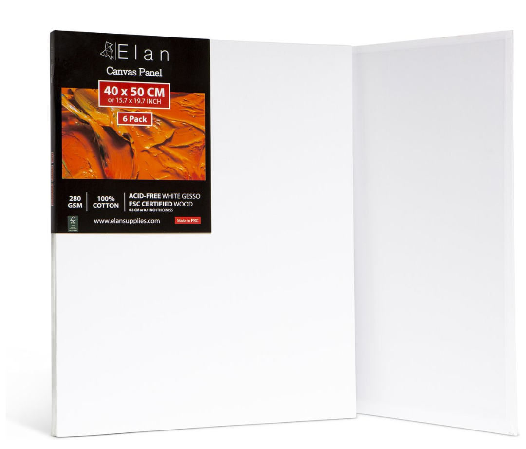 Elan Canvas Boards for Painting 15.7x19.7 Inch, 6-Pack 100% Cotton Acid-Free Blank Canvases for Painting 8oz, Triple Primed 15.7x19.7 Canvas Panels