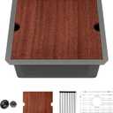 Sarlai 17 Black Undermount Bar Sink 17 x 15 Inch Workstation Bar Prep Sink, 17"x15"x9"
