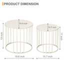 LEWIS&WAYNE Outdoor Side Table Set of 2, Metal Circle Accent End Tables for Balcony Backyard Garden Indoor Living Room, Durable Nesting Coffee Tables, 20”+16” Dia, White