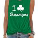 St Patricks Day Shirt Women Shamrock Heart Tank Tops Casual Lucky Clover Sleeveless Shirts