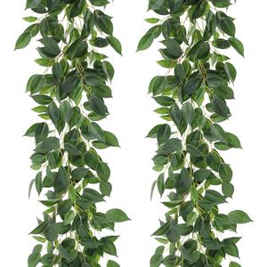 2 Strands Artificial Ficus Vines 79'' Fake Ivy Garland Greenery with Silk Green Leaves Faux Hanging Plants for Bedroom Home Wall Wedding Arch Party Room Decor