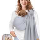 Dog Sling Carrier for Small Dogs,Pet Carry Slings Front Pack,Puppy/Cat Up to 10lbs,Soft Cotton,Adjustable Wrap,Anti Pet Anxiety,Hands Free (Light Grey)