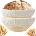 Banneton Bread Proofing Basket Set of 2: 9 Inch Round Sourdough Proofing Bowls for Artisan Bread Making for Professionals and Home Bakers