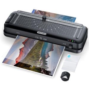 9-Inch Thermal Laminator Machine, 3-in-1 Laminator with Built-in Paper Trimmer, Hole Punch & Corner Rounder, 10 Laminating Pouches, Fast 3-Min Warm-Up, Jam-Free for Home, Office, School