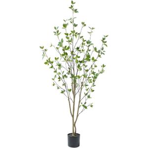Bellacat 5ft Artificial Minimalist Citrus Tree with Lifelike Leaves, 60in Faux Citrus Tree with Realistic Trunks, Faux Tree Indoor Outdoor for Home Office Living Room Bedroom Porch Decor.