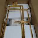 MALACASA 3 Tier Serving Trays for Party, 14 Inch Porcelain White Trays for Serving Food, Dessert Stand with Collapsible Gold Metal Rack