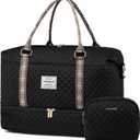 LOVEVOOK Travel Duffle Bag,Weekender Bags for Women with Shoe CompartmentCarry on Overnight Bag with Toiletry Bag,Gym Duffel Bag with Wet Pocket, Hospital Bags for Labor and Delivery (Large-2 Pcs, Black-tape2)