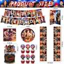 Wrestling Birthday Supplies, 55Pcs Wrestling Decorations include Banner, Tablecloth, cake topperPlates and Napkins for Teens Kids Party Decor