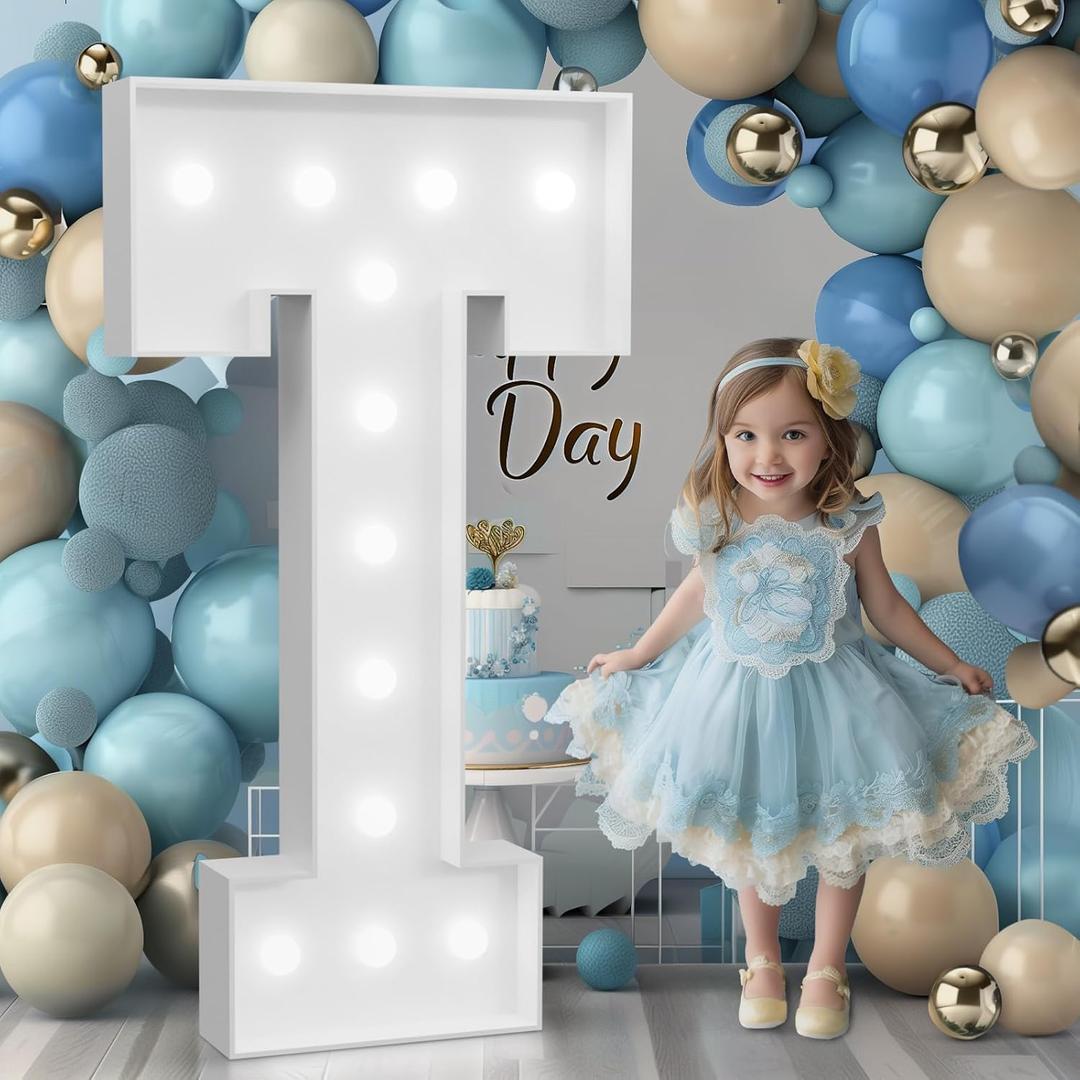 4FT Marquee Letters, Cool Light Up Letters T for Birthday Anniversary Wedding Party Decorations, Big Toy Sign for Decor (DIY Kit)