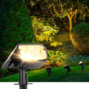 Solar spotlights Outdoor 63 LED 3 Lighting Modes, IP65 Waterproof Lighten Yard Garden House Garage Pathway for Christmas Decorations-6 Pack (Warm White)