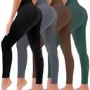 4 Pack Leggings for Women Butt Lift High Waisted Tummy Control No See-Through Yoga Pants Workout Running Leggings (XX-Large, Assort210)