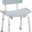 Drive Medical Shower Chair with Back - Adjustable Bathroom Bench - Suction Feet - Lightweight Durable Construction - Comfortable Contoured Seat - Grey