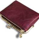 AOXONEL Womens Wallet Small Rfid Ladies Compact Bifold Leather Vintage Coin Purse With Zipper and Kiss Lock (Purple)