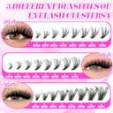 Lash Clusters Kit, 560 Pcs Eyelashes Clusters Kit 9-16mm Individual Volume Lash Extension Kit D Curl Fluffy Wispy False Eyelashes (40D+60D+80D New, With Bond & Seal Tweezers Brush)
