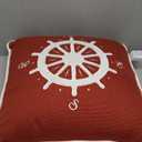 LIBERTY DARK RED THROW PILLOW W/ WHITE LINEN COMPASS 18x18, One Size