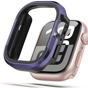 Matte Metal Case Fit for Apple Watch Series 10/11 42mm Case, [Matte Aluminum Bezel] + [Soft TPU Bumper] Max Anti-Scratch & Military-Grade Protective Cover for iWatch s10/s11 Accessories 42mm, Purple
