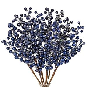 6 PCS Artificial Christmas Berry Picks, 13.8" Faux Berry Stems Spray with Glitter Paillette Floral Arrangement Bouquet Filler for Home Wedding Christmas Decoration