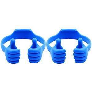 Honsky Cell Phone Stand Holder 2-Pack, Thumbs Up Lazy Phone Stand, Universal Adjustable Flexible Dock for All Phones & Tablets, Cute Perfect Valentine's Day Gifts for Him/ Her, Gifts for Couples, Blue