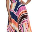 Maggy London Women's Smocked Mock Neck and Waistband Halter Dress with Pleated Skirt (8, Ivory/Light Orange)