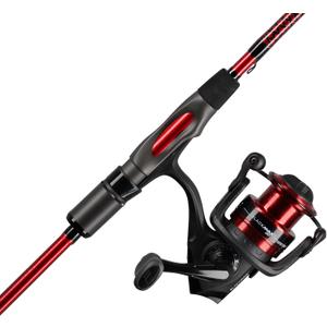 Ugly Stik 6’6” Carbon Spinning Fishing Rod and Reel Spinning Combo, Graphite with Graphite Tip Design, 6’6” 2-Piece Fast Action Rod,Red/Black