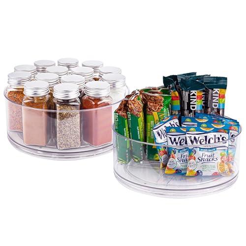 Oizeir Lazy Susan Turntable (2-Pack) - Clear Acrylic, Rotates 360 Degrees, Easily Organize Your Fridge, Cabinet or Counter - Carousel Storage for Food, Spices, Cosmetics