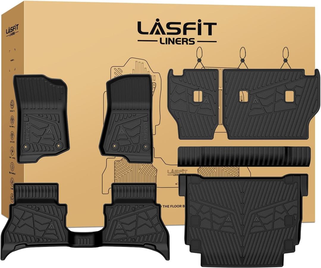 LASFIT Floor Mats for Jeep Wrangler 4XE 2021-2025 4 Doors Without Subwoofer