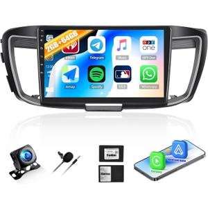 2G+64G Car Stereo for 2016 2017 Honda Accord Radio 2.4L with Wireless CarPlay Android Auto, Android 13 Head Unit, 10" Touch Screen Bluetooth Car Radio with GPS WiFi FM RDS HD Backup Camera (High-End)
