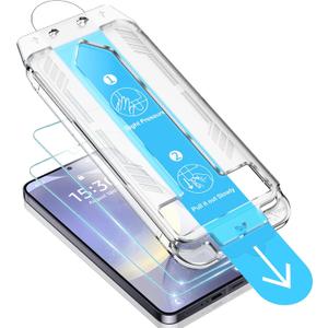BAZO for Samsung Galaxy S24 Screen Protector, 2 Pack [Auto Dust-Remove] [Fingerprint Unlock] [9H Tempered Glass] Easy to Install Scratch Resistant Bubble-Free HD Clear Screen Protector for S24