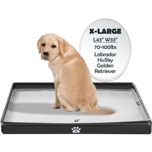MEEXPAWS Dog Pee Pad Holder Tray Foldable, Puppy Pad Holder Liner Base High Side, Dog Litter Box Indoor for Large Dog 44’’x33’’, Training Pad Holder Leak-Proof, Potty Pad Holder for Dogs Easy Clean