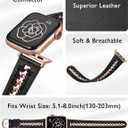 Minyee Leather Band Compatible with Apple Watch Bands 38/40/41/42/44/45/46/49mm Women, Dressy Premium Leather Strap with Stainless Steel Metal Chain for iWatch Series 11 10 9 8 7 6 5 4 SE/Ultra 3 2 1