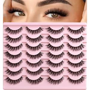 Lashes False Eyelashes Wispy Cat Eye Lash Strips Fake Mink Eyelash Natural Look 14 Pairs Fluffy Demi Wispies Strip Lashes Pack 8-14mm Short Cateye Full Pestaas for Women