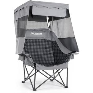 Huskfirm Oversized Camping Chair with Canopy Shade Heavy Duty Canopy Chair | Folding Beach Chair with Canopy Supports 400 LBS Lawn Chair with Canopy with Cup Holders, Carry Bag, for Outdoor Activities