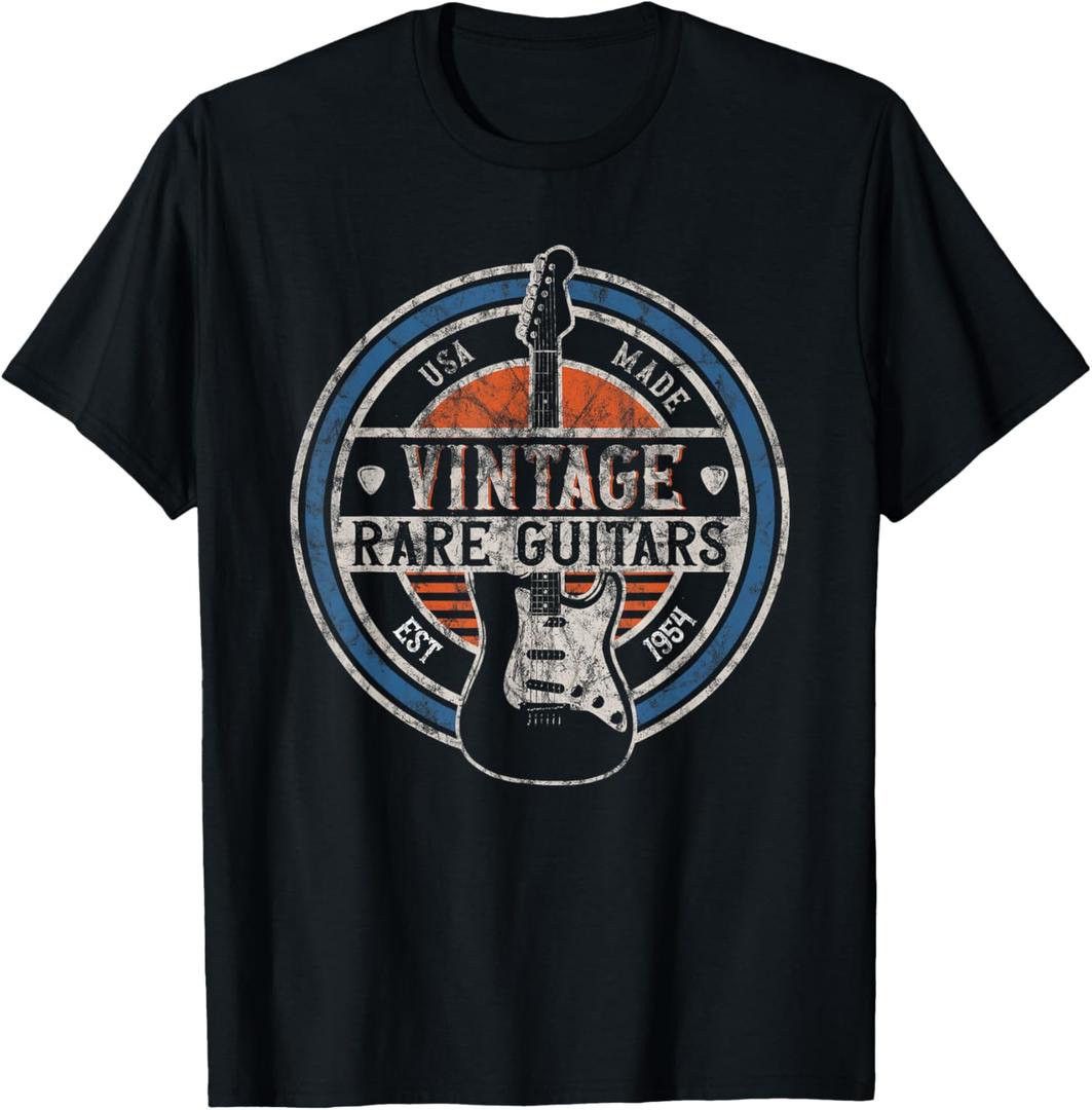 Vintage Rare Guitars Retro American Made Guitarist T-Shirt (Small, Black)