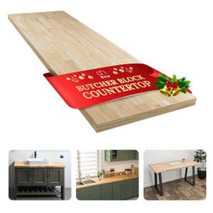 Bme Hevea Solid Wood Butcher Block Countertop, Unfinished Butcher Block Table Top for DIY Washer Dryer/Island/Kitchen Countertop, 48"L x 25"W x 1.5"Th