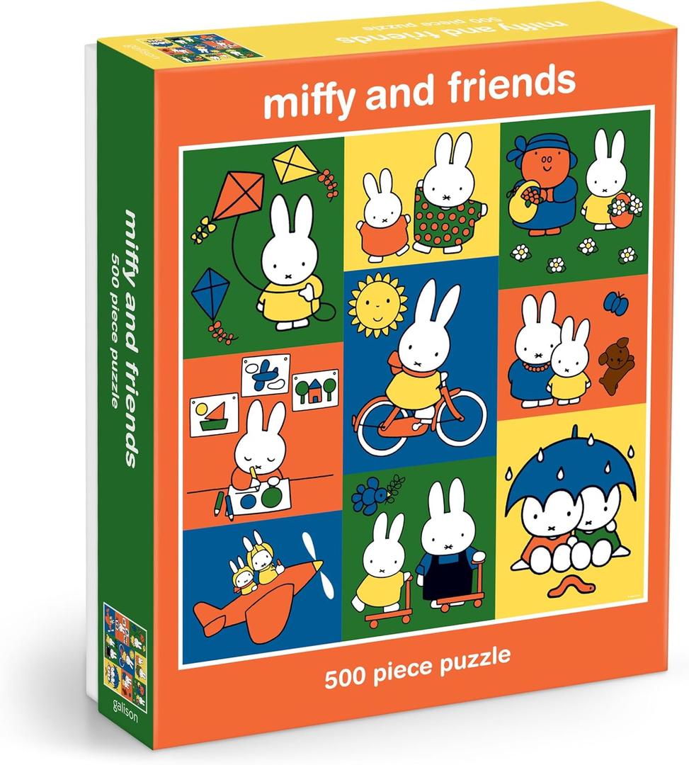 Galison Miffy and Friends  500 Piece Jigsaw Puzzle Featuring Cute Artwork of Miffy and Friends