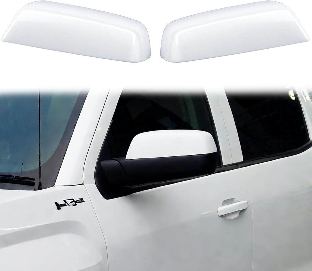 YIXIN 2PCS Chrome Direct Replacement Side Mirror Covers Caps for 2014-2018 Chevy Silverado GMC Sierra 1500 and 2500 HD 3500 HD 2015-2018 Accessories (White)