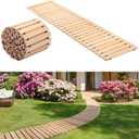 Landical 24ft Wooden Garden Pathway with Non Slip Surface Roll Out Boardwalk Walkways Road Floor Pathway Rustic Path Decorative Patio Pavers for Outdoor Garden Beach Wedding Party (Natural)