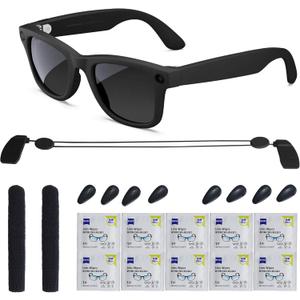 HIBLOKS Smart Glasses Accessories Kit for Ray-Ban Meta/Gen 2 and Oakley Meta HSTN, Includes 10Pcs Lens Cleaning Papers, 4 Pairs Nose Pads, 1Pc Adjustable Anti-Drop Lanyard & Non-Slip Glasses Holder
