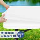 Moosfor Spandex 8 Foot Rectangle Table Cloth 2 Pack, Elastic Fitted Tablecloths for Picnic, Stretch Washable Patio Table Cover for Outdoor, Camping, Banquet and Parties (White, 36"x96")