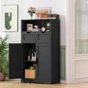 Iwell Storage Cabinet with Doors & Shelves, Kitchen Pantry Cabinet, Bathroom Cabinets for Living Room, Kitchen, Laundry, Black