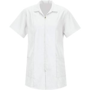 Red Kap Women's Zip-Front Smock (Large, White)