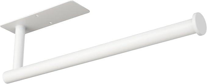 White Under Cabinet Paper Towel Holder - No Drill Adhesive & Wall Mount, Stainless Steel Space-Saver for Modern Kitchens