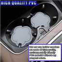4PCS Car Cup Holder Coasters, Cute Flower Shaped Auto Cup Holder Insert Mat Decoration, Universal Anti-Slip Car Interior Beverage Coaster Accessories Sets for Women Men (Grey)