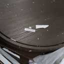 LINSY HOME Round Coffee Table, 31.5" Drum Coffee Table with Sliding Tambour Door, Fluted Accent Center Table with Storage, Mid Century Modern Coffee Table for Living Room, Walnut