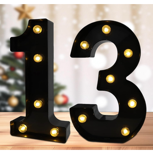 Led Light Up Numbers, 13th Birthday Decorations, Marquee Numbers Lights, Battery Powered Light Up Sign for Sweet 13 Decor Party (White)