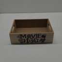 Movie Night Supplies Snack Trays with Handles Reusable Wooden Movie Gift Basket for Theater Popcorn Bucket Bowl Box Container Family Room Christmas Decor(Rustic Wood)