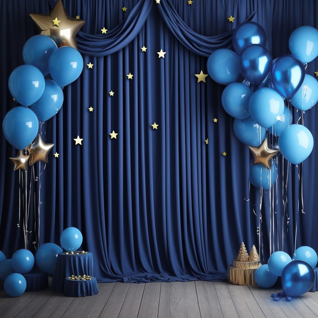 10 ft x 10 ft Wrinkle Free Navy Blue Backdrop Curtains Panels, 2 Panels 5ft x 10ft Sikly Polyester Photo Backdrop Drapes for Graduation Baby Shower Wedding Birthday Parties Photography Background (5'(W) x 10'(H), 2 panels)