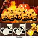 12-Pack Halloween Ink Painting Large Electronic Waxes with Remote Control, Flameless LED Candles for Halloween Spooky, Halloween Ambient Sense Artifacts.