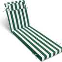 PNP FKJP Outdoor Patio Chaise Lounge Cushion with Headrest,with 100% PolyesterComfortable and Stylish Patio Cushion 72 * 21 Green White, 72x21"
