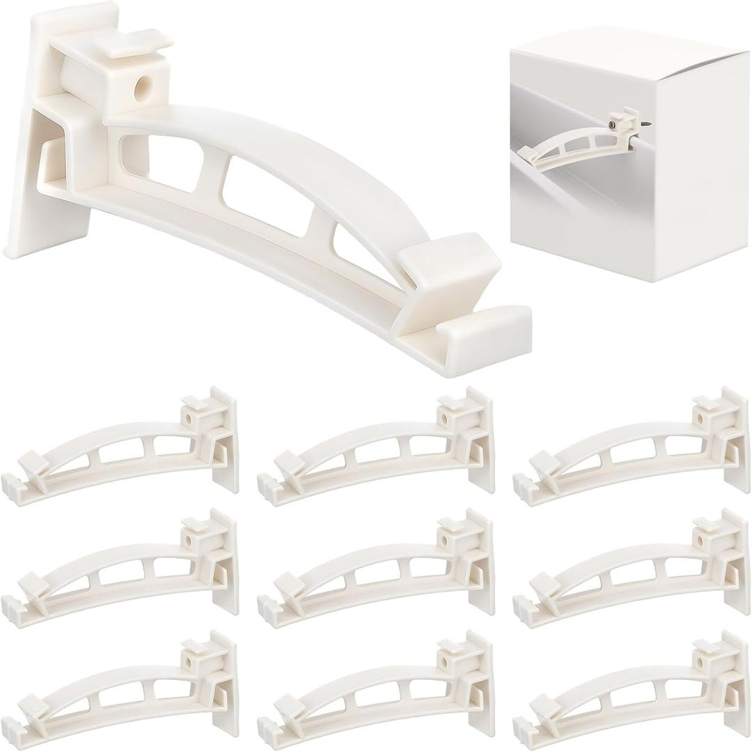 Geelin 10 Pack 5" Gutter Hangers K-Style Hidden Roof Gutter Support Bracket for Repairing Sagging, Traditional, Vinyl, White, Rain Downspout Parts and Accessories